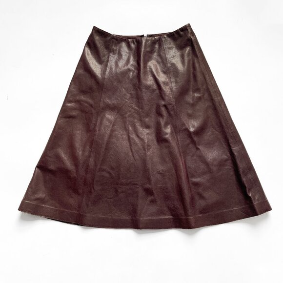 Banana Republic Lambskin Leather Skirt Ripened Berry Burgundy Size 8 NEW NWT - Picture 3 of 13